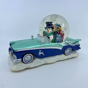 christopher radko snowrider snowglobe retro car with snowman plays jingle bells